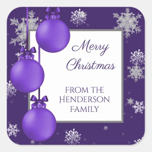 Purple Christmas Ornaments Sticker