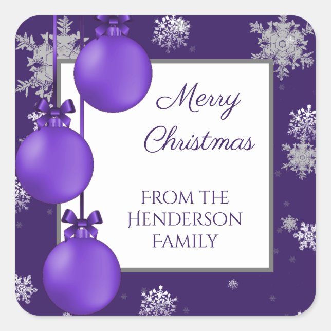 Purple Christmas Ornaments Sticker (Front)