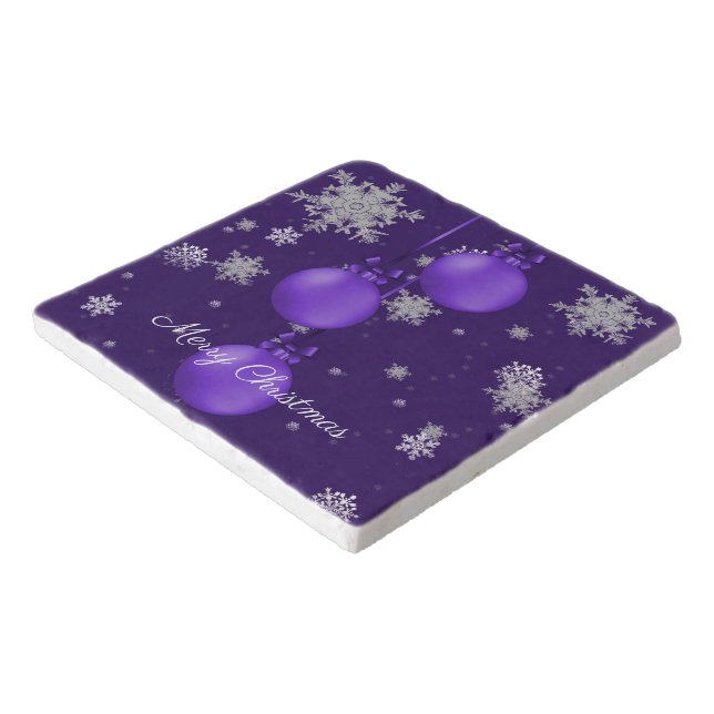 Purple Christmas Ornaments Trivet (Corner)