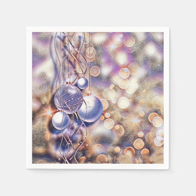 Purple Christmas ornaments watercolor  Napkins (Front)