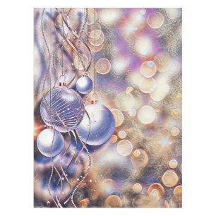 Purple Christmas ornaments watercolor Tablecloth