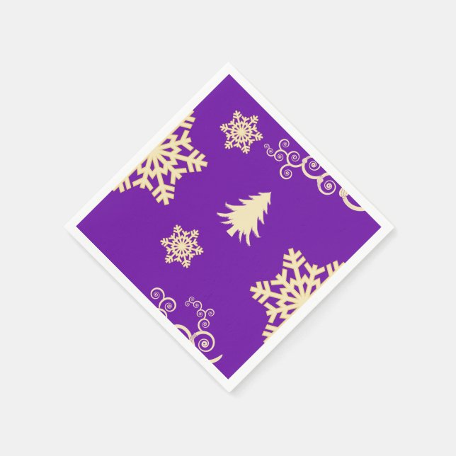 Purple Christmas Paper Napkins (Corner)