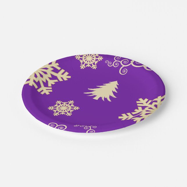 Purple Christmas Paper Plates (Angled)