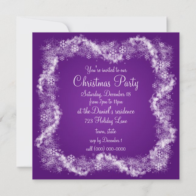 Purple Christmas Party Invitations (Front)