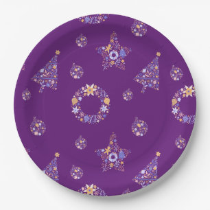 Purple Christmas Party Plates - set 1