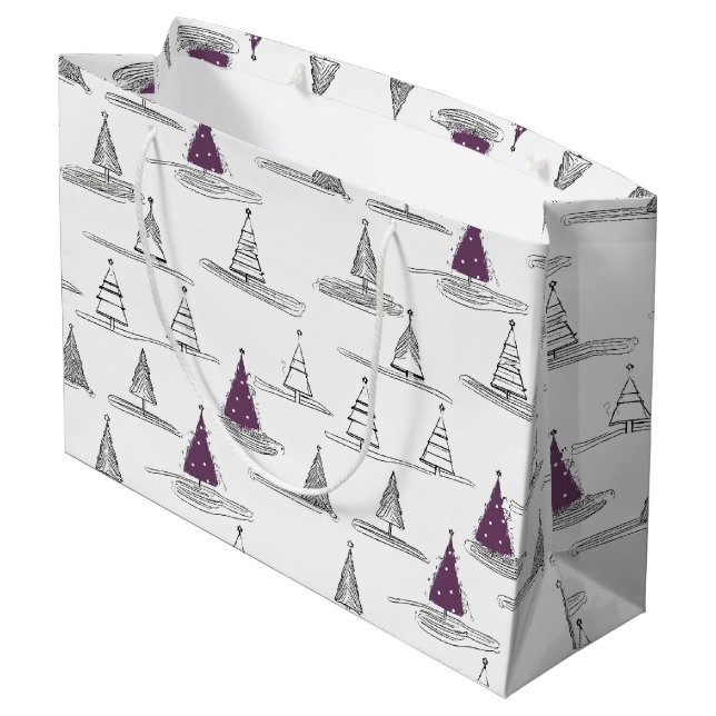 Purple Christmas Pattern#5 ID1009 Large Gift Bag (Back Angled)