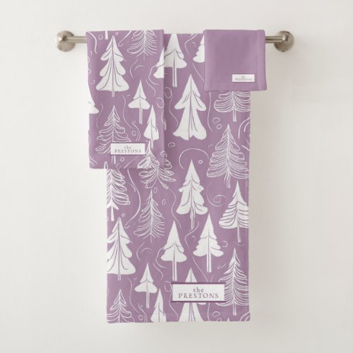 Purple Christmas Pattern6 ID1009 Bath Towel Set