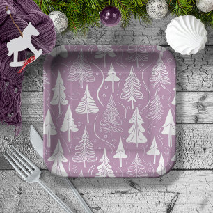 Purple Christmas Pattern#6 ID1009 Paper Plates