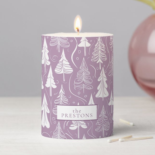 Purple Christmas Pattern#6 ID1009 Pillar Candle (In Situ)