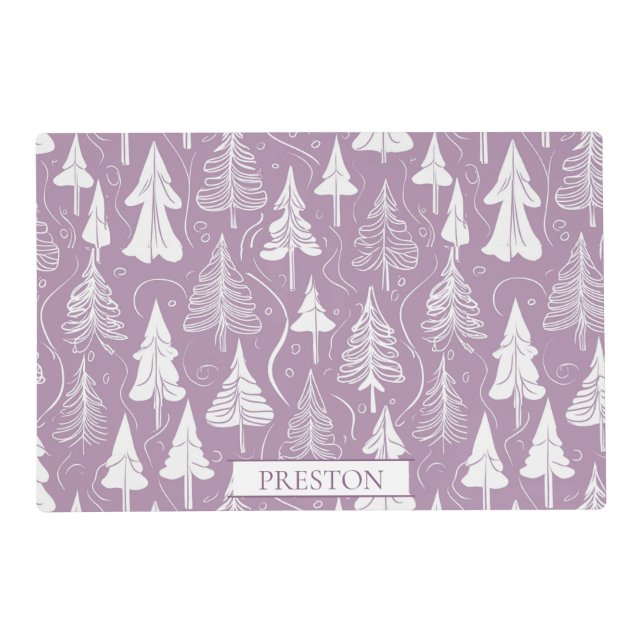 Purple Christmas Pattern#6 ID1009 Placemat (Front)