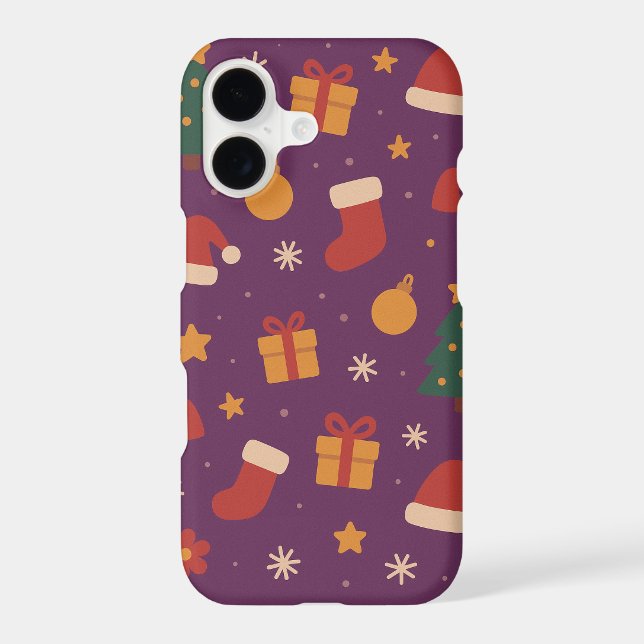 Purple Christmas Pattern Aesthetic – Cute Holiday  Case-Mate iPhone Case (Back)