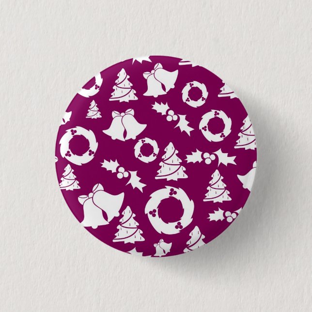 Purple Christmas Pattern Button (Front)