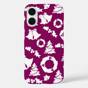 Purple Christmas Pattern iPhone 16 Case