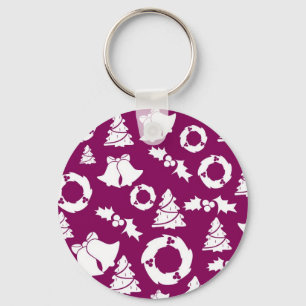 Purple Christmas Pattern Keychain