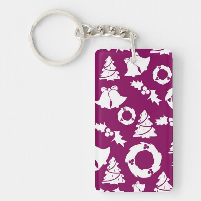 Purple Christmas Pattern Keychain (Front)