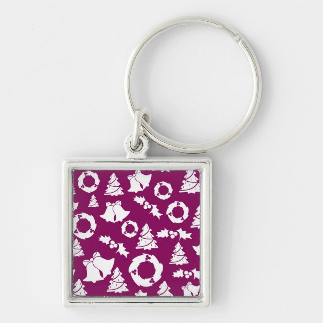 Purple Christmas Pattern Keychain (Front)