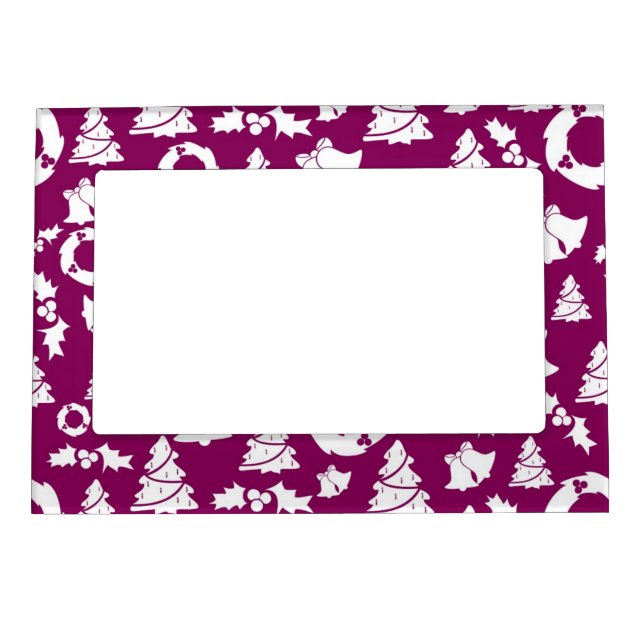 Purple Christmas Pattern Magnetic Frame (Front)