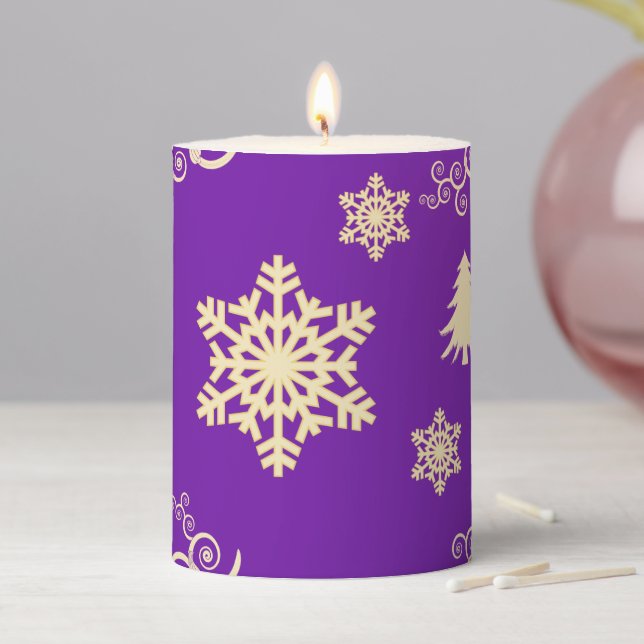 Purple Christmas Pillar Candle (In Situ)