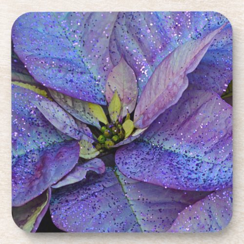 Purple christmas poinsettia coaster