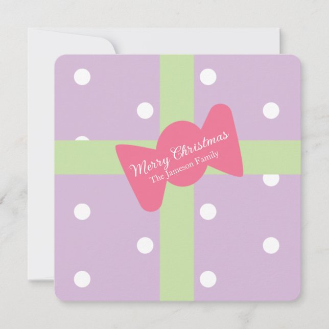 Purple Christmas Present Family  Card (Front)