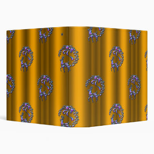 Purple Christmas Reindeer on Gold Binder
