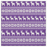 Purple Christmas Reindeer Snowflake Pattern Fabric