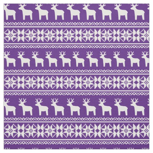 Purple Christmas Reindeer Snowflake Pattern Fabric