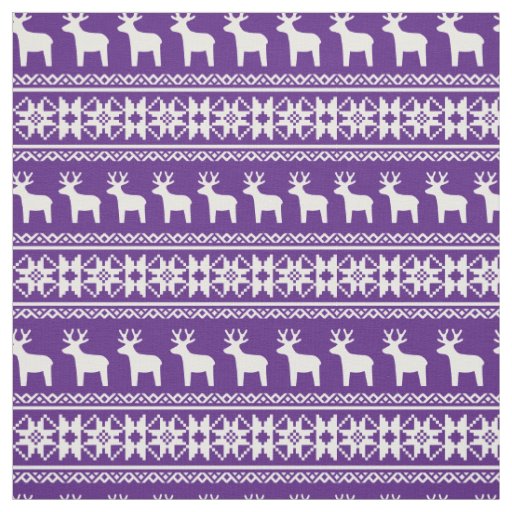Purple Christmas Reindeer Snowflake Pattern Fabric