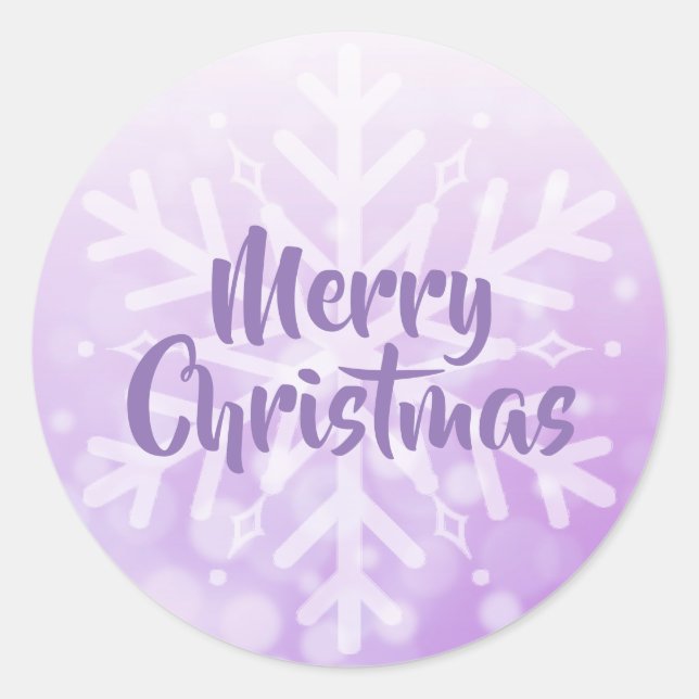 Purple Christmas Snowflake Classic Round Sticker (Front)