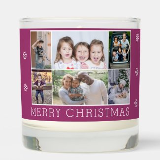 Purple Christmas Snowflakes Family 6 Photo Collage