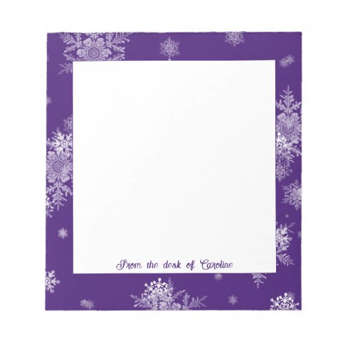 Purple Christmas Snowflakes Notepad