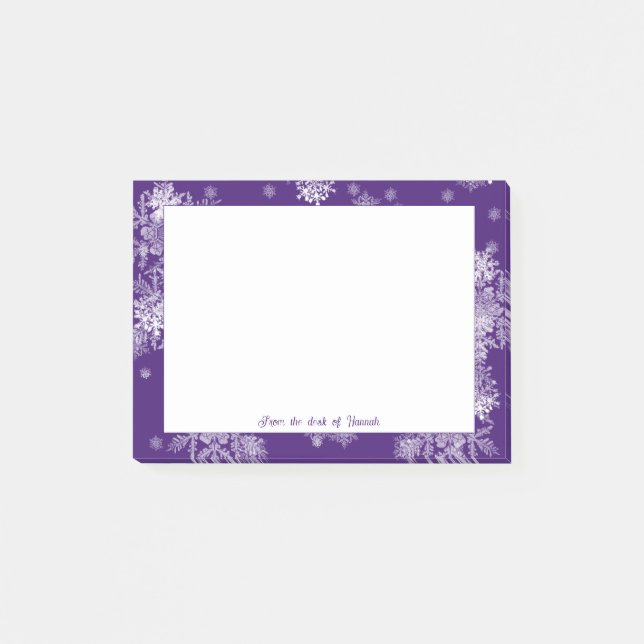 Purple Christmas Snowflakes Personalized Notes (Front)