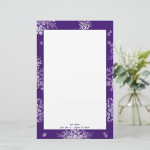 Purple Christmas Snowflakes Personalized Stationery