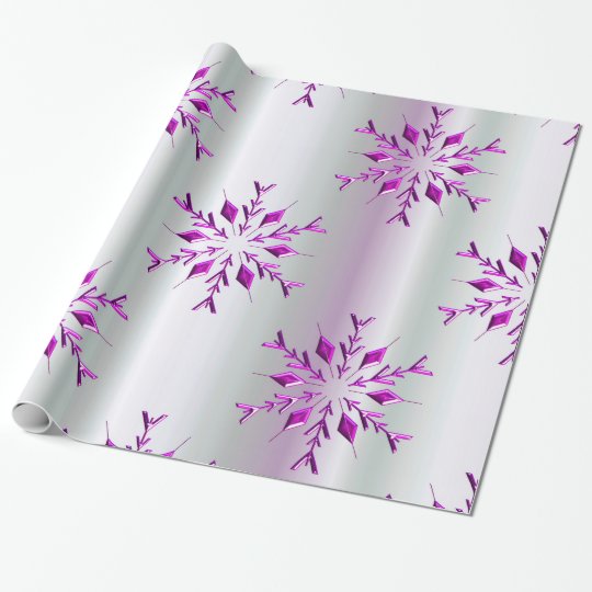 Purple Christmas Snowflakes Wrapping Paper