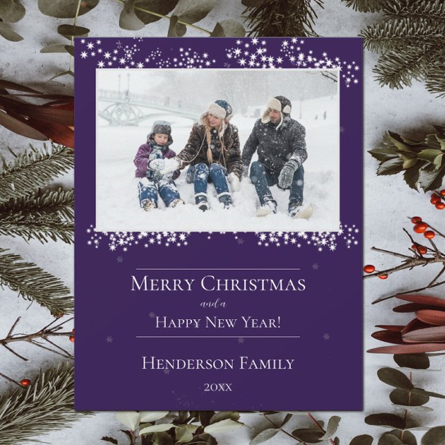Purple Christmas Stars Holiday Photo Card (Purple Christmas Stars Holiday Photo Card)
