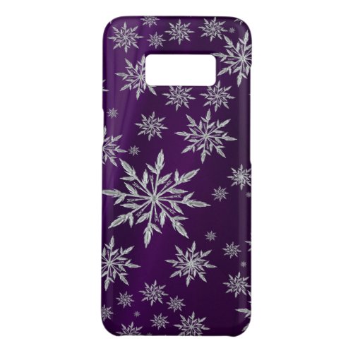 Purple Christmas stars with white ice crystal Case_Mate Samsung Galaxy S8 Case