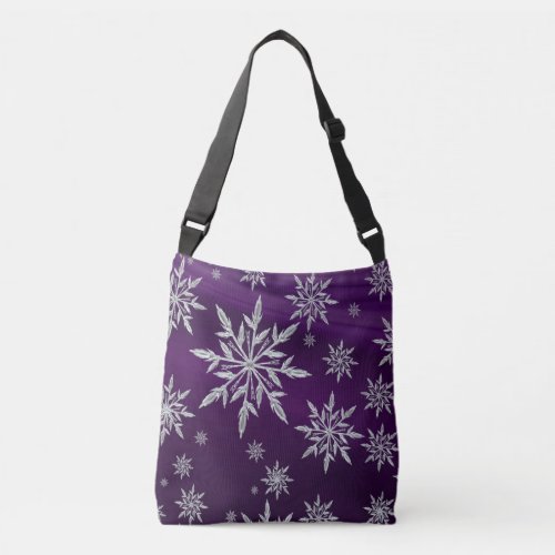 Purple Christmas stars with white ice crystal Crossbody Bag