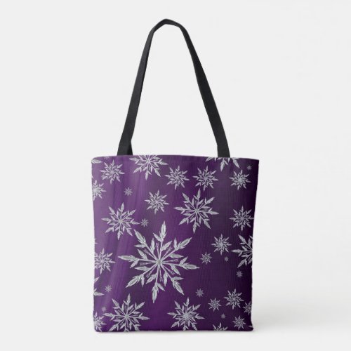 Purple Christmas stars with white ice crystal Tote Bag