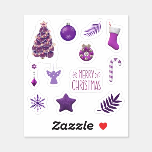 Purple Christmas Stickers