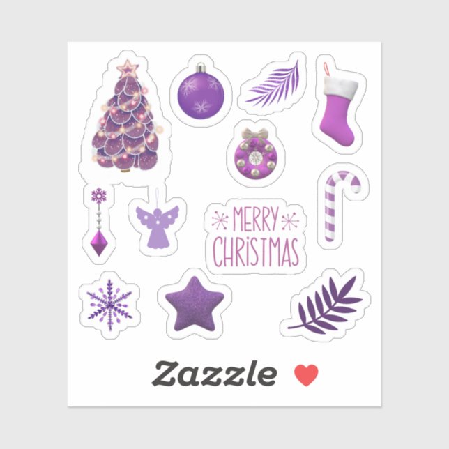 Purple Christmas Stickers (Sheet)