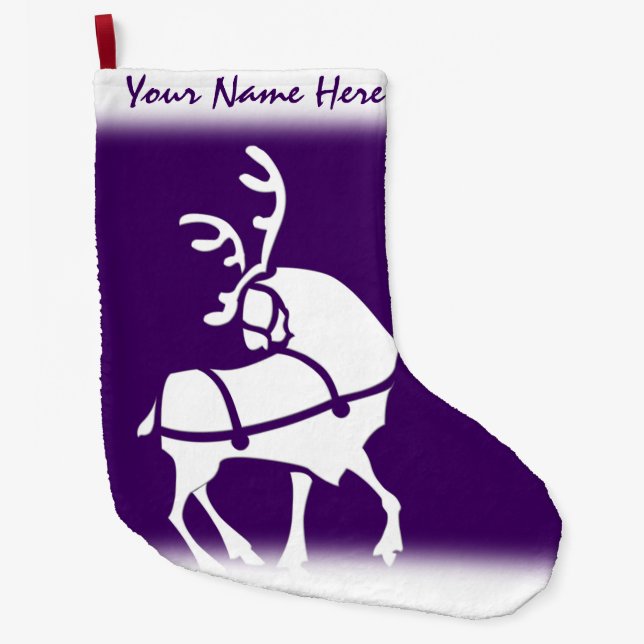 Purple Christmas Stocking Custom Reindeer Stocking (Front)