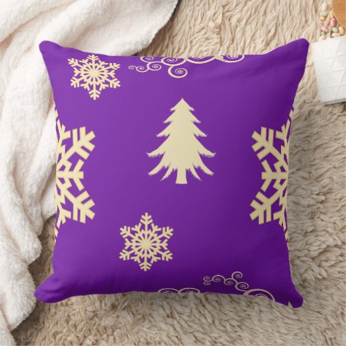 Purple Christmas Throw Pillow