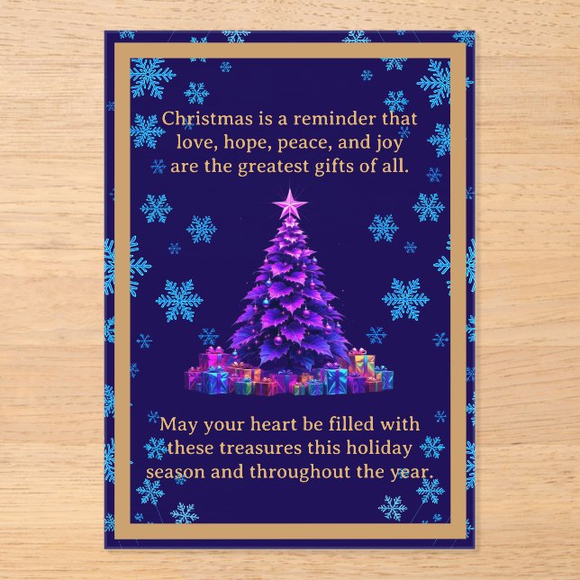 Purple Christmas Tree Acrylic Card Acrylic Invitations (Front)