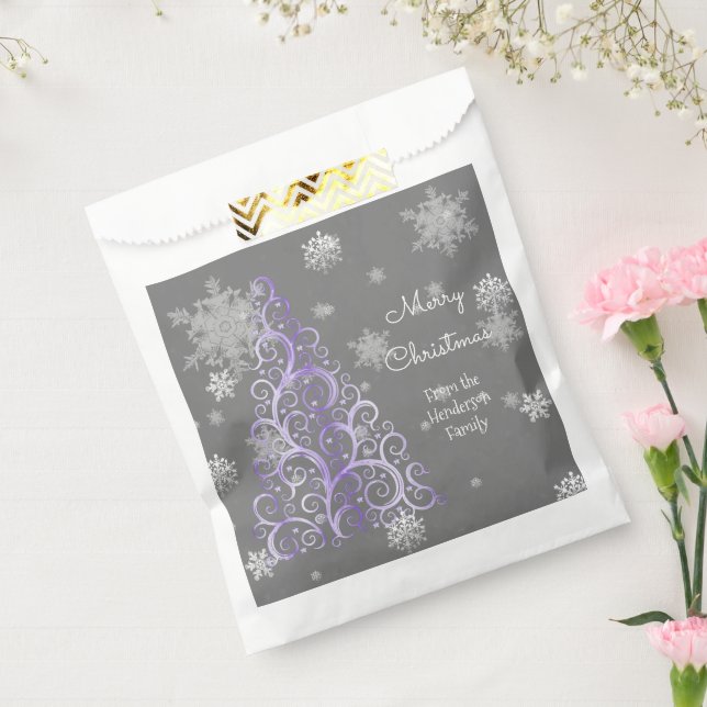 Purple Christmas Tree and Snowflakes Favor Bag (Sealed)