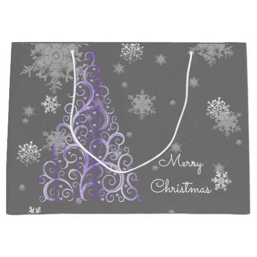 Purple Christmas Tree and Snowflakes Gift Bag