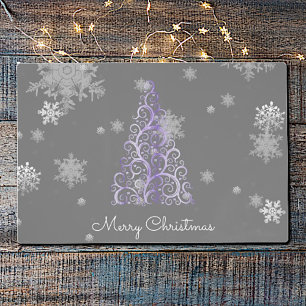 Purple Christmas Tree and Snowflakes Placemat