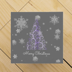 Purple Christmas Tree and Snowflakes Wine Gift Box