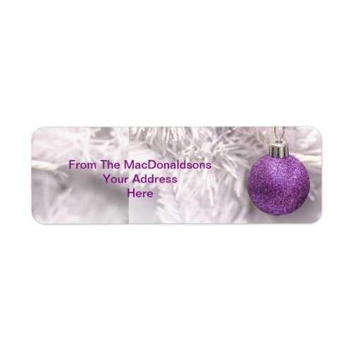 Purple Christmas tree bauble Label