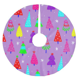 purple christmas tree colorful pop art brushed polyester tree skirt