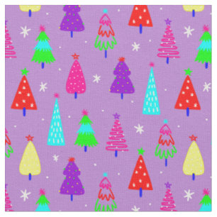 purple christmas tree colorful pop art fabric